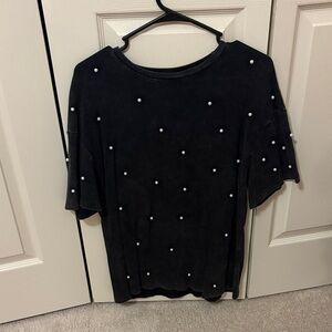 SHEIN Black Top with Pearl Accents